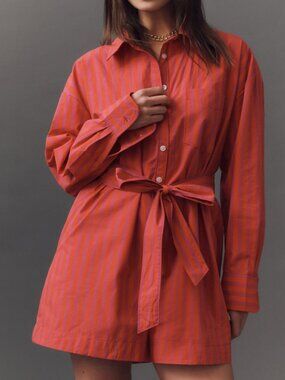 ANTHROPOLOGIE MAEVE Bennet Button Down Romper NWT